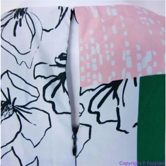 NEW SLNY floral print tie neck color block sleeveless dress, women's size 16W - Picture 16 of 16